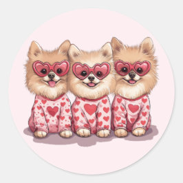 バレンティンデイポメラニア犬ドッグ ラウンドシール