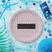 バレンティンデイミニハートパターンピンクブラック ペーパープレート (パーティー)