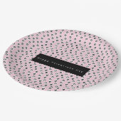 バレンティンデイミニハートパターンピンクブラック ペーパープレート (アングル)