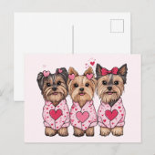 バレンティンデイヨークシャーテリアドッグ ポストカード (正面/裏面)