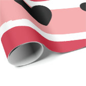 バレンティンデイレッドピンクストライプハートブラック ラッピングペーパー (ロールコーナー)