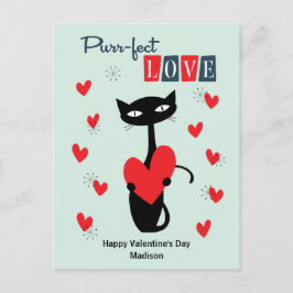 バレンティンデイレトロミッドセンチュリーキャット シーズンポストカード