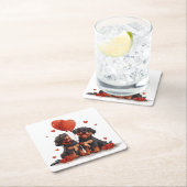 バレンティンデイロットワイラードッグ スクエアペーパーコースター (インサイチュ)