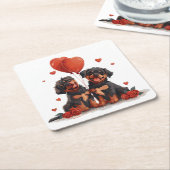 バレンティンデイロットワイラードッグ スクエアペーパーコースター (アングル)