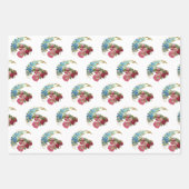 バレンティンデイロマンチックバラキューピッドハートブルーアート ラッピングペーパーシート (正面)