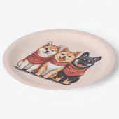 バレンティンデイ柴犬ドッグ ペーパープレート (アングル)