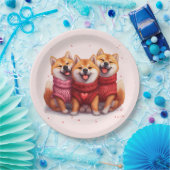 バレンティンデイ柴犬ドッグ ペーパープレート (パーティー)