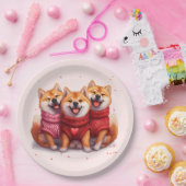 バレンティンデイ柴犬ドッグ ペーパープレート (パーティー)