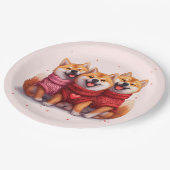 バレンティンデイ柴犬ドッグ ペーパープレート (アングル)