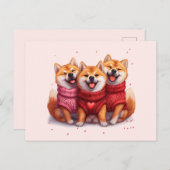 バレンティンデイ柴犬ドッグ ポストカード (正面/裏面)