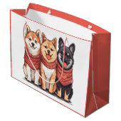 バレンティンデイ柴犬ドッグ ラージペーパーバッグ (裏面アングル)