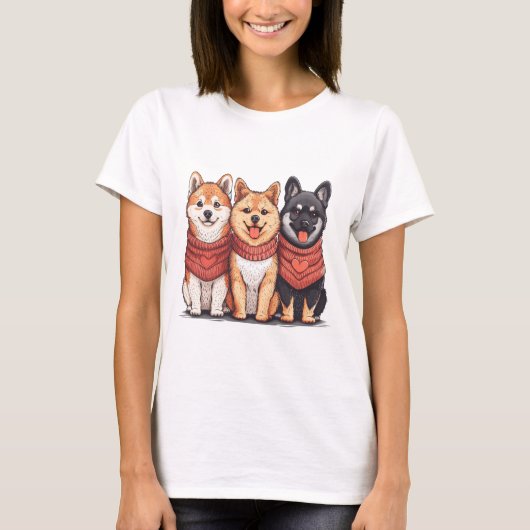 バレンティンデイ柴犬ドッグ Tシャツ (正面)