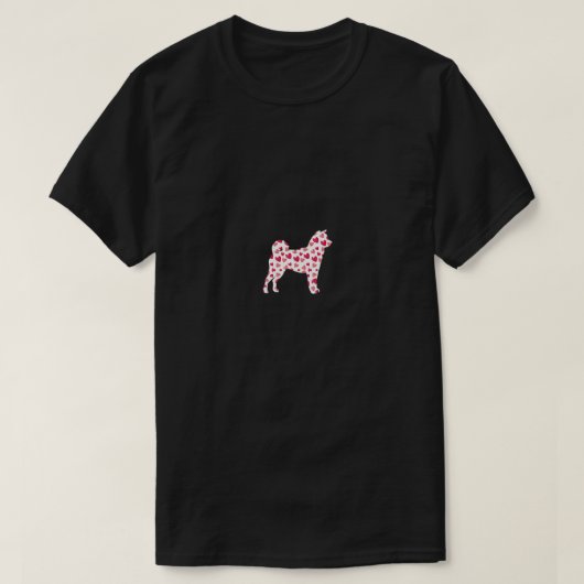 バレンティンデイ柴犬ハート子犬の恋人 Tシャツ (デザイン正面)