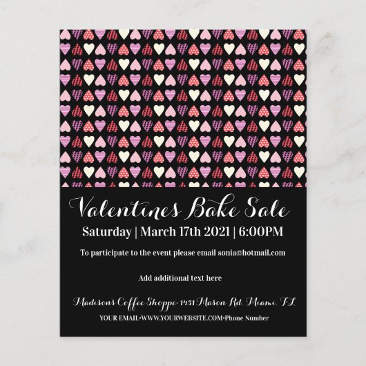 バレンティンデーイベントパーティーベイクセールチャリティーイベント チラシ (正面)