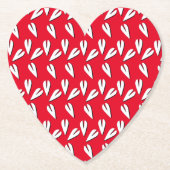 バレンティンデーハートパターンレッド白黒 ペーパーコースター (正面)