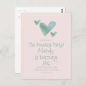 バレンティンデーハートメタリックウォーター誕生日 ポストカード (正面/裏面)