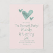 バレンティンデーハートメタリックウォーター誕生日 ポストカード (正面)