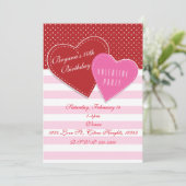 バレンティンデーパーティーレッド&ピンクハート招待状 招待状 (スタンド正面)