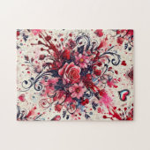 バレンティンブーケ/バラ（ばちゃばちゃ）跳ねるアート ジグソーパズル (横)