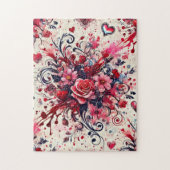 バレンティンブーケ/バラ（ばちゃばちゃ）跳ねるアート ジグソーパズル (縦)