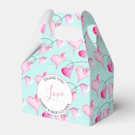 バレンティンボックスピンクハートターコイズブルー フェイバーボックス (正面サイド)