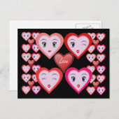 バレンティンラブキャンディハートと顔はがき シーズンポストカード (正面/裏面)