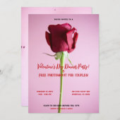 バレンティンレッドローズディナーパーティーイベント誕生日 招待状 (正面/裏面)