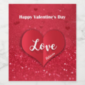 バレンティンレッド紙ハートグリッター – ワインラベル (シングルラベル)