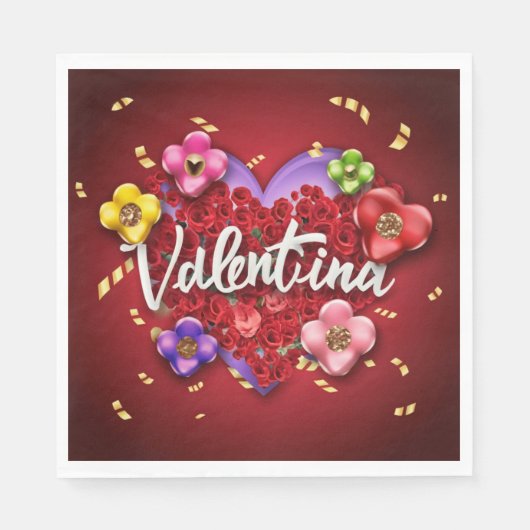 バレンティーナ誕生日 スタンダードランチョンナプキン (正面)