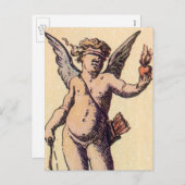 バレンティーンズキューピッドブラインド折り畳み，ヴィンテージタロットカード シーズンポストカード (正面/裏面)