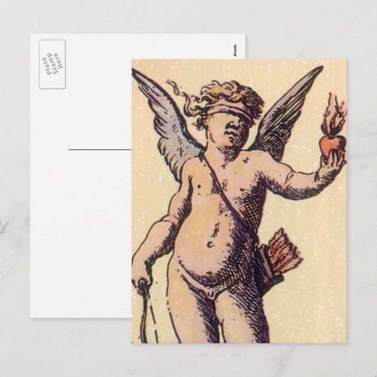 バレンティーンズキューピッドブラインド折り畳み，ヴィンテージタロットカード シーズンポストカード (正面/裏面)