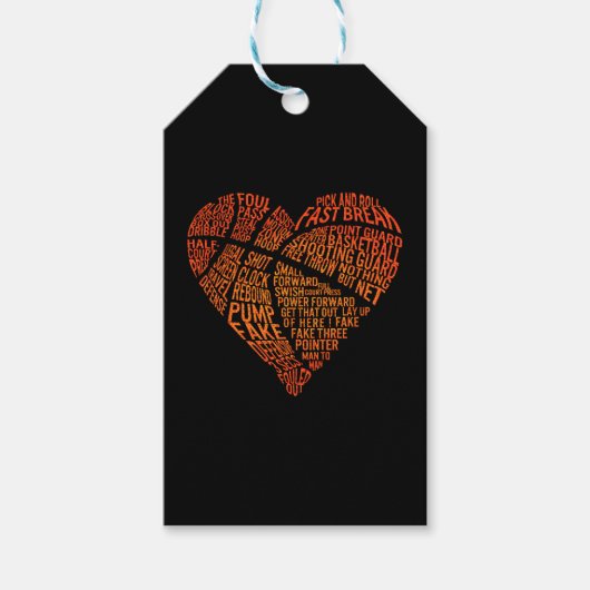 バレンティーンズシャツ，ハートバスケットボールバスケロマンス ギフトタグ (正面)