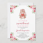 バレンティーンズテディベアーベビーシャワー招待状 招待状 (正面)