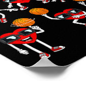 バレンティーンズデイバスケハートダンキングドリブル ポスター (角)