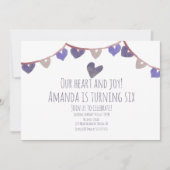 バレンティーンズデイバースデーパーティーハート水彩 招待状 (正面)