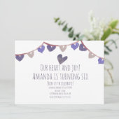 バレンティーンズデイバースデーパーティーハート水彩 招待状 (スタンド正面)