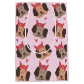 バレンティーンズボウズハートパターン ミディアムペーパーバッグ (正面)