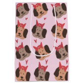 バレンティーンズボウズハートパターン ミディアムペーパーバッグ (裏面)