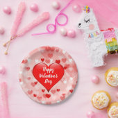 バレンモダンタインデーレッドピンクハートパーティー ペーパープレート (パーティー)