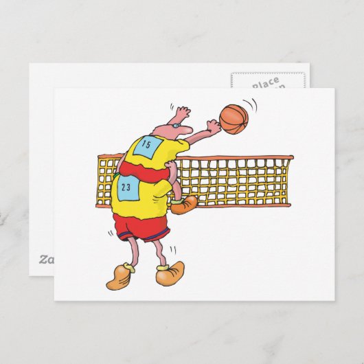 バレーおもしろいボールの贈り物 ポストカード (正面/裏面)