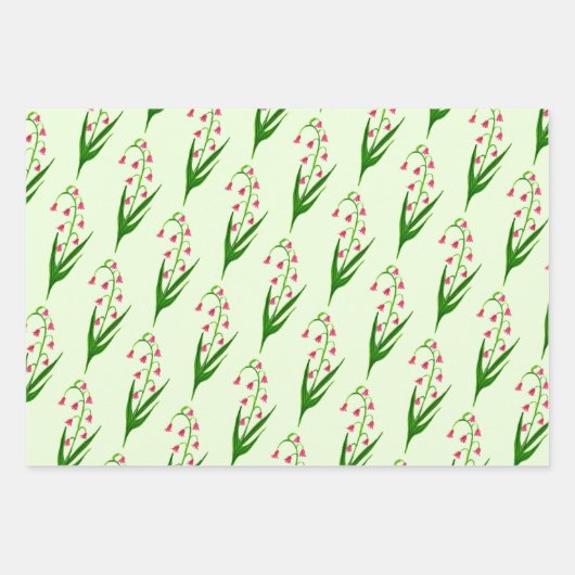 バレーイースターフローラの水色のピンクのユリ ラッピングペーパーシート (正面3)