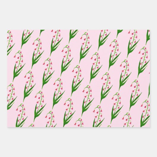 バレーイースターフローラの水色のピンクのユリ ラッピングペーパーシート (正面2)