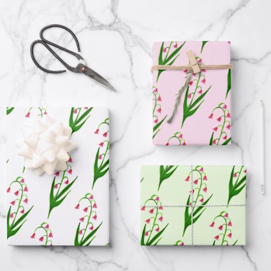 バレーイースターフローラの水色のピンクのユリ ラッピングペーパーシート (正面)