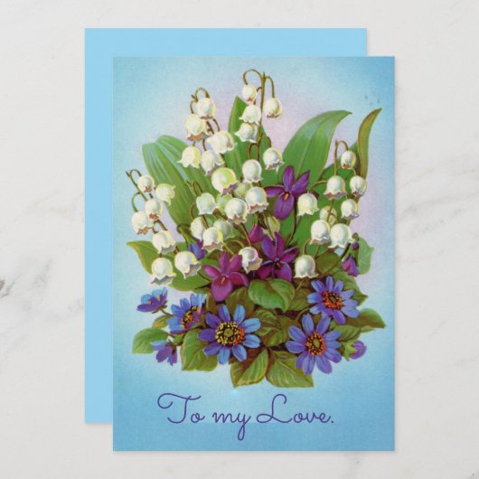 バレーカードヴァレンティビクトリアンンのユリ。 サンキューカード (正面/裏面)