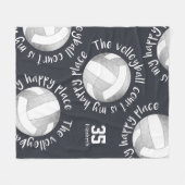 バレーコート幸せプレイスグレー白炭 フリースブランケット (正面(横))