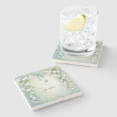 バレーストーンコースターの水の色のユリ ストーンコースター (横)