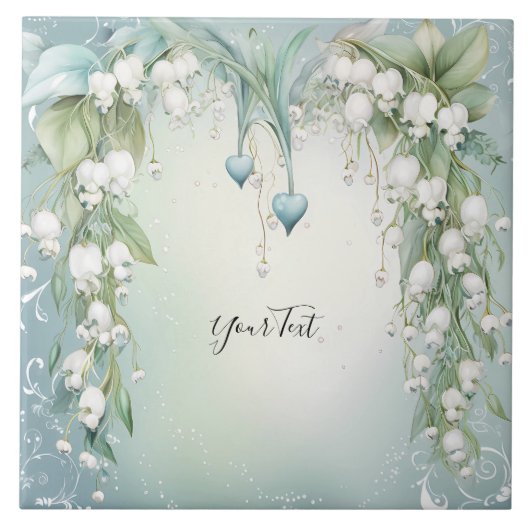 バレーセラミックタイルの水色のユリ タイル (正面)