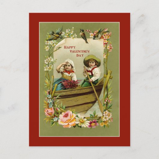 バレーティンボート乗り葉書 ポストカード (正面)