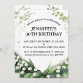 バレーバースデーパーティーの水彩百合 招待状 (正面/裏面)