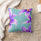 バレーパターンの紫のユリ クッション (ブランケット)